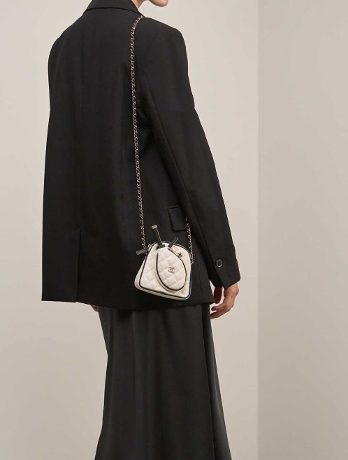 Chanel Tennis Bag Monte-Carlo Mini Canvas White  on Model | Sell your designer bag