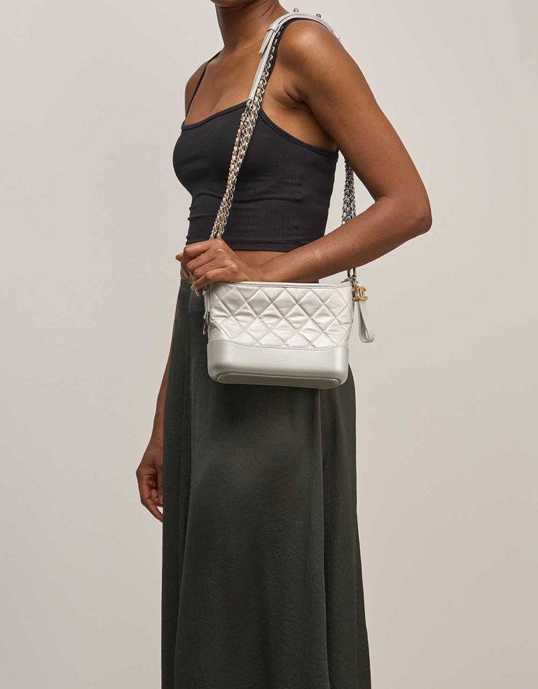 Chanel Gabrielle Small Lamb White on Model | Sell your designer bag