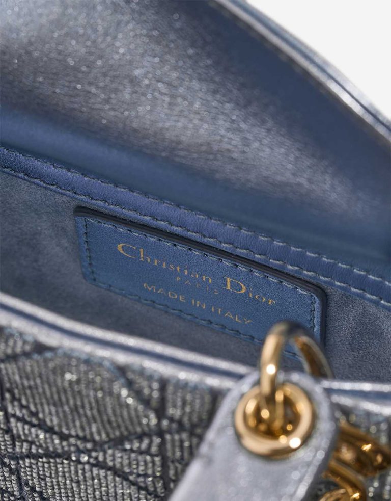 Dior Lady Micro Calf Blue Embellished Logo | Sell your designer bag
