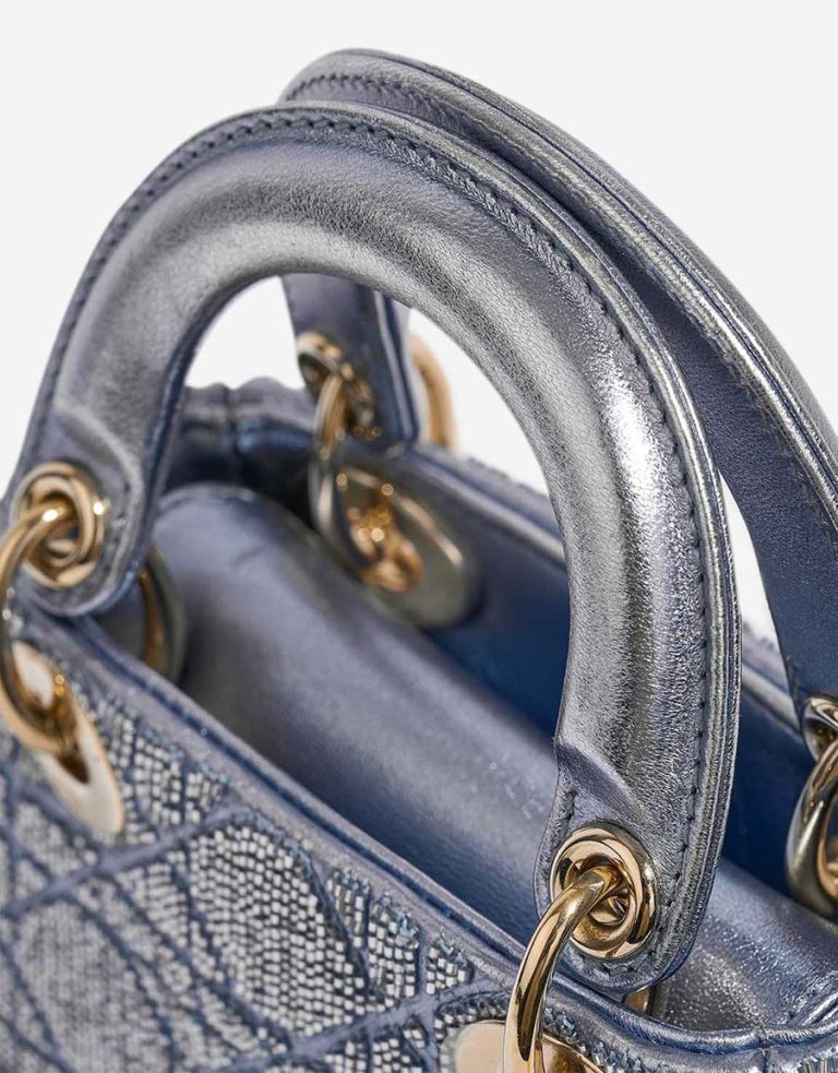 Dior Lady Micro Calf Blue Embellished Signs of wear | Sell your designer bag