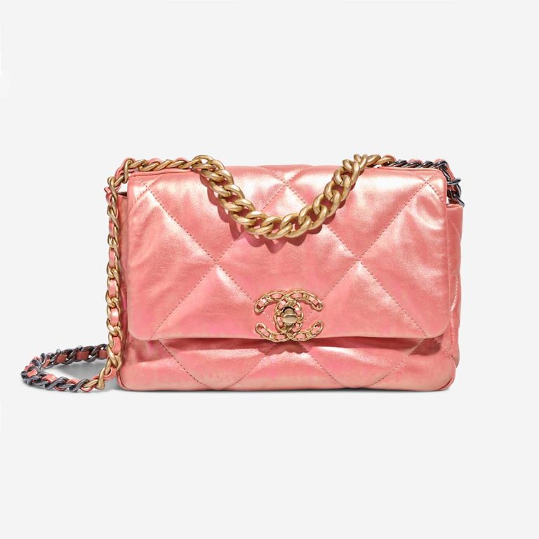 Chanel 19 Flap Bag Lamb Iridescent Pink Front | Sell your designer bag