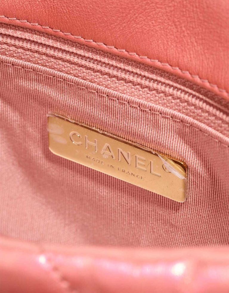 Chanel 19 Flap Bag Lamb Iridescent Pink Logo | Sell your designer bag