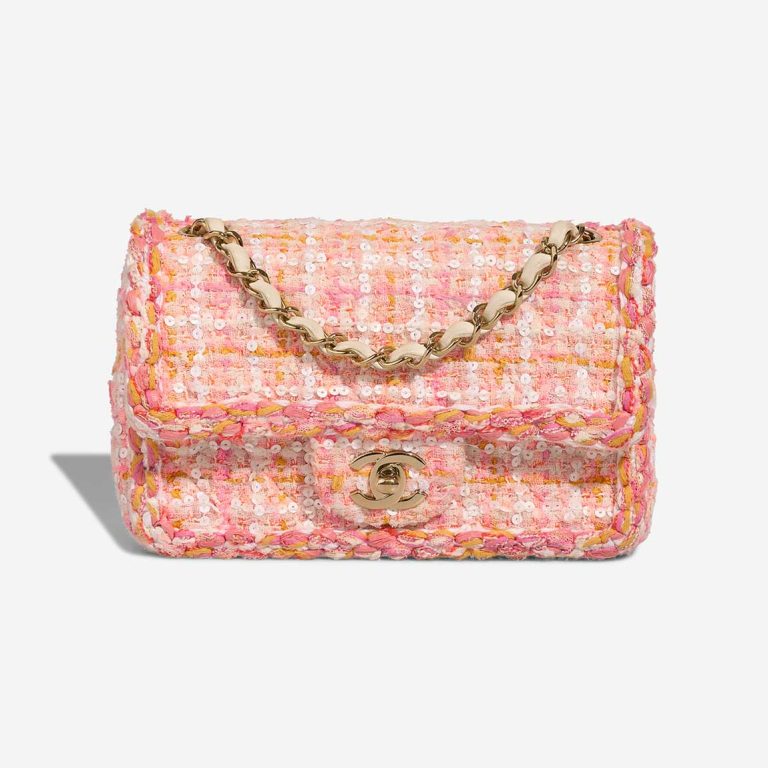 Chanel Timeless Mini Rectangular Tweed Pink Front | Sell your designer bag