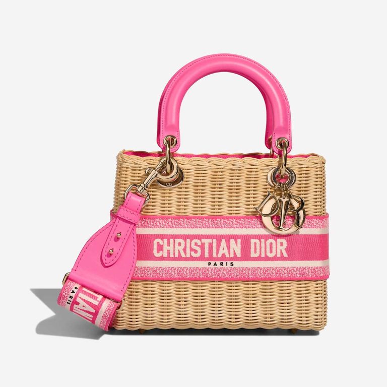 Dior Lady Medium Wicker Pink Front | Sell your designer bag