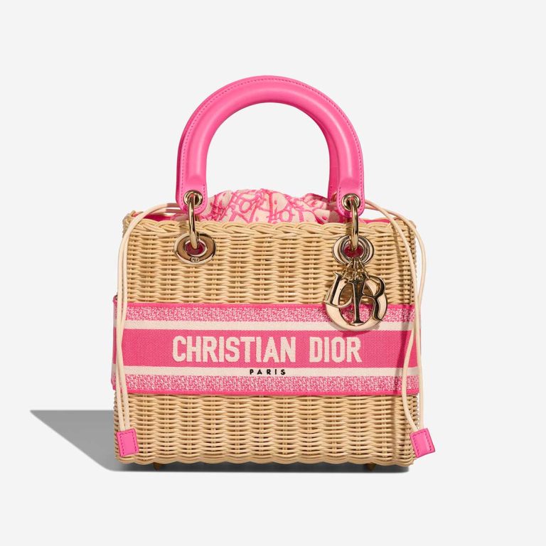 Dior Lady Medium Wicker Pink Front | Sell your designer bag