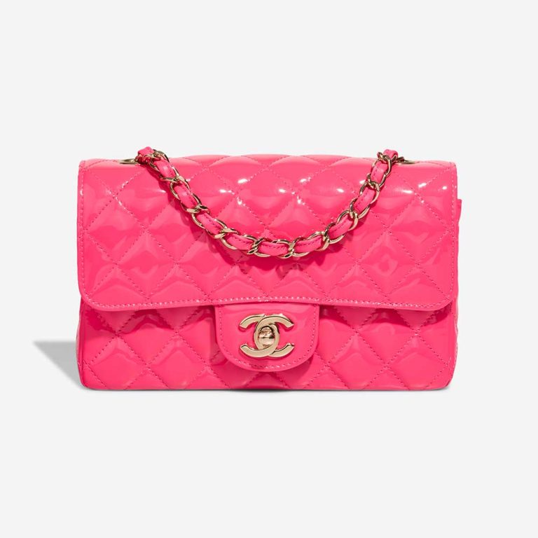 Chanel Timeless Mini Rectangular Patent Neon Pink Front | Sell your designer bag