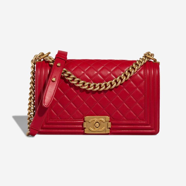 Chanel Boy Medium Calf Red Front | Sell your designer bag