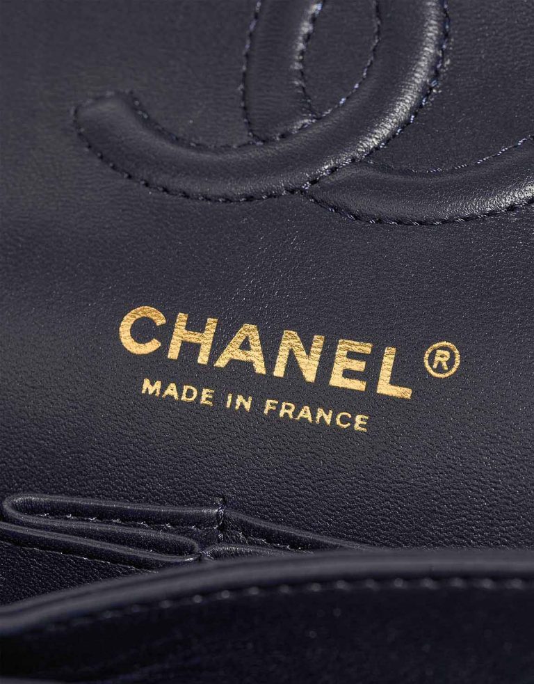 Chanel Timeless Small Lamb Dark Blue Logo | Sell your designer bag