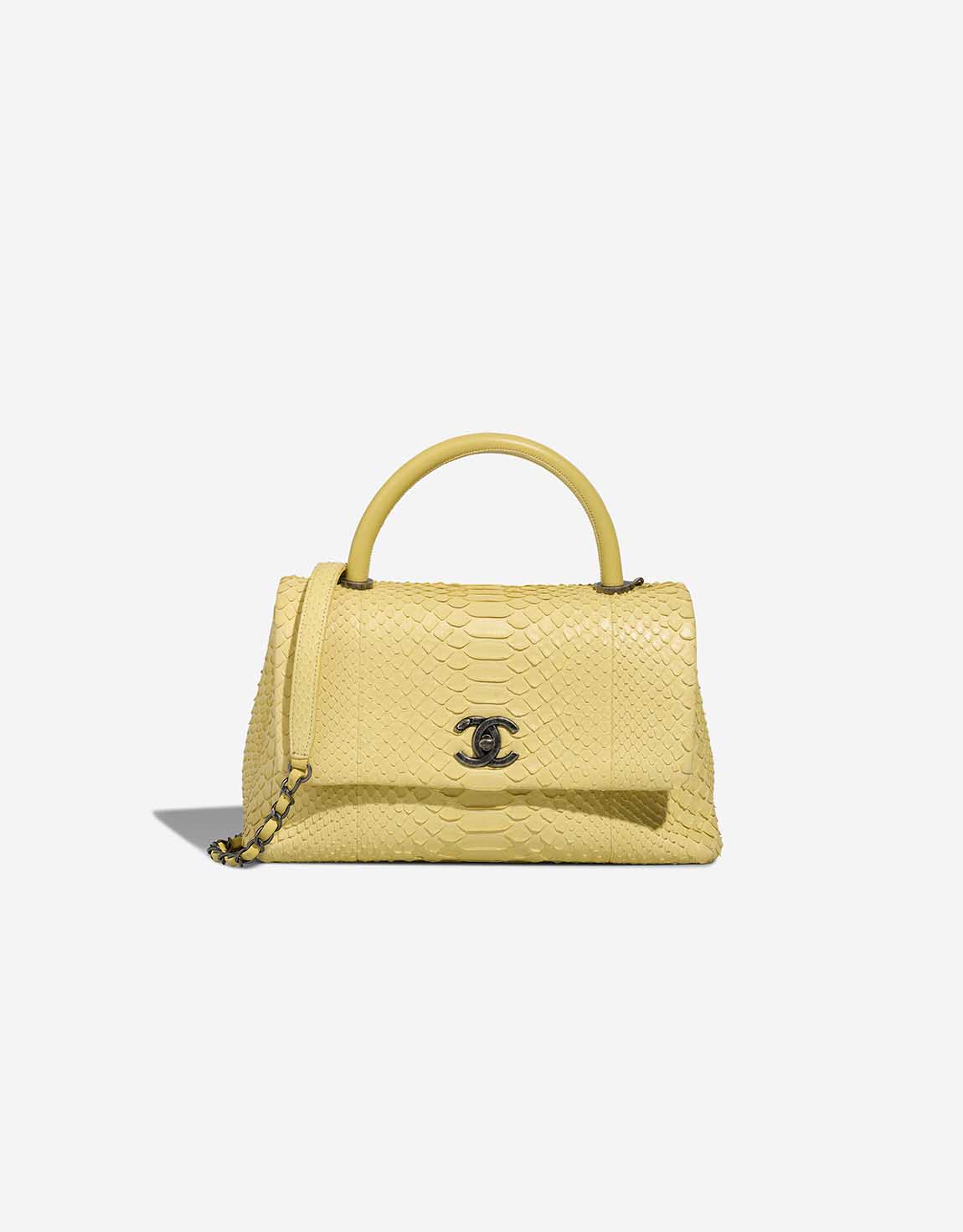Chanel Timeless à Poignée Moyen Python Jaune Pastel SACLÀB