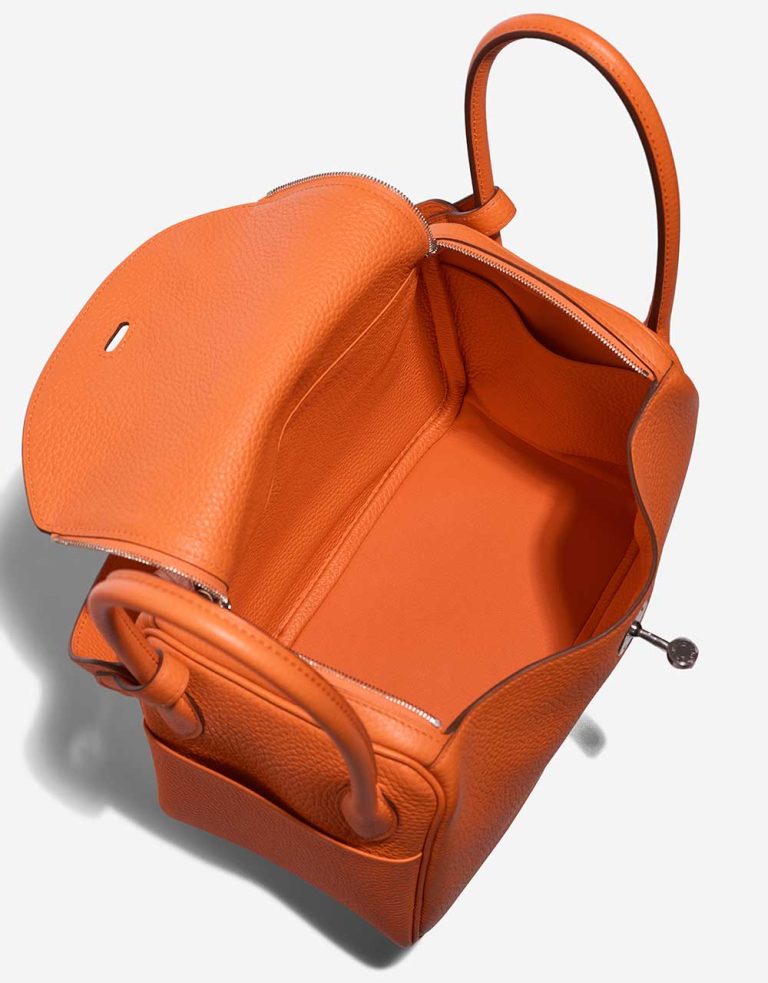Hermès Lindy 26 Taurillon Clémence Orange Minium Inside | Sell your designer bag