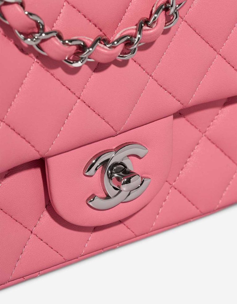 Chanel Timeless Mini Square Lamb Pink Closing System | Sell your designer bag
