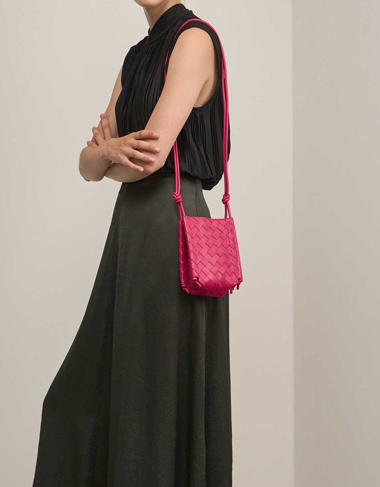Bottega Veneta Crossbody Bag Mini Calf Pink on Model | Sell your designer bag