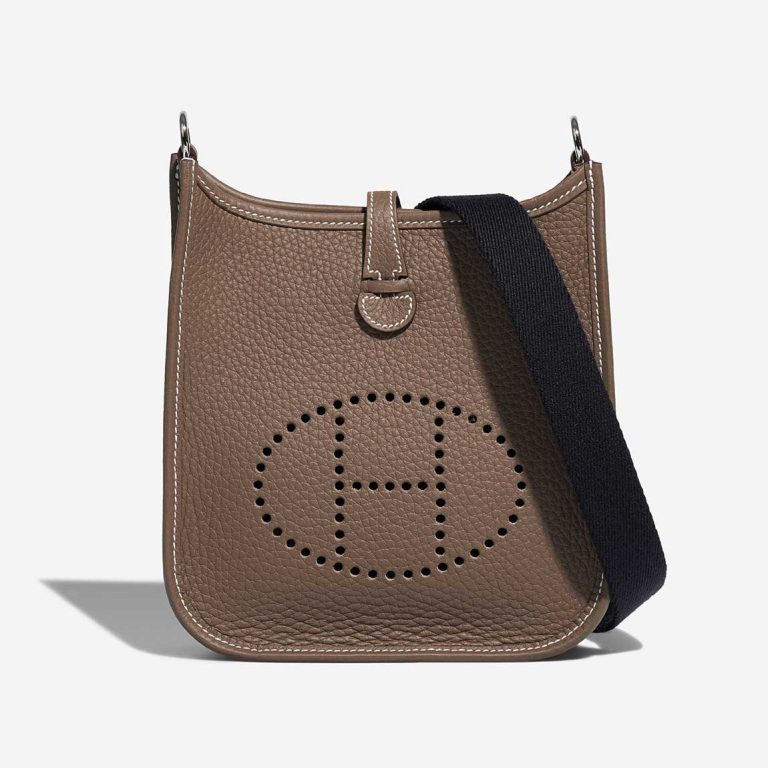 Hermès Evelyne 16 Taurillon Clémence Étoupe / Bleu Indigo Front | Sell your designer bag