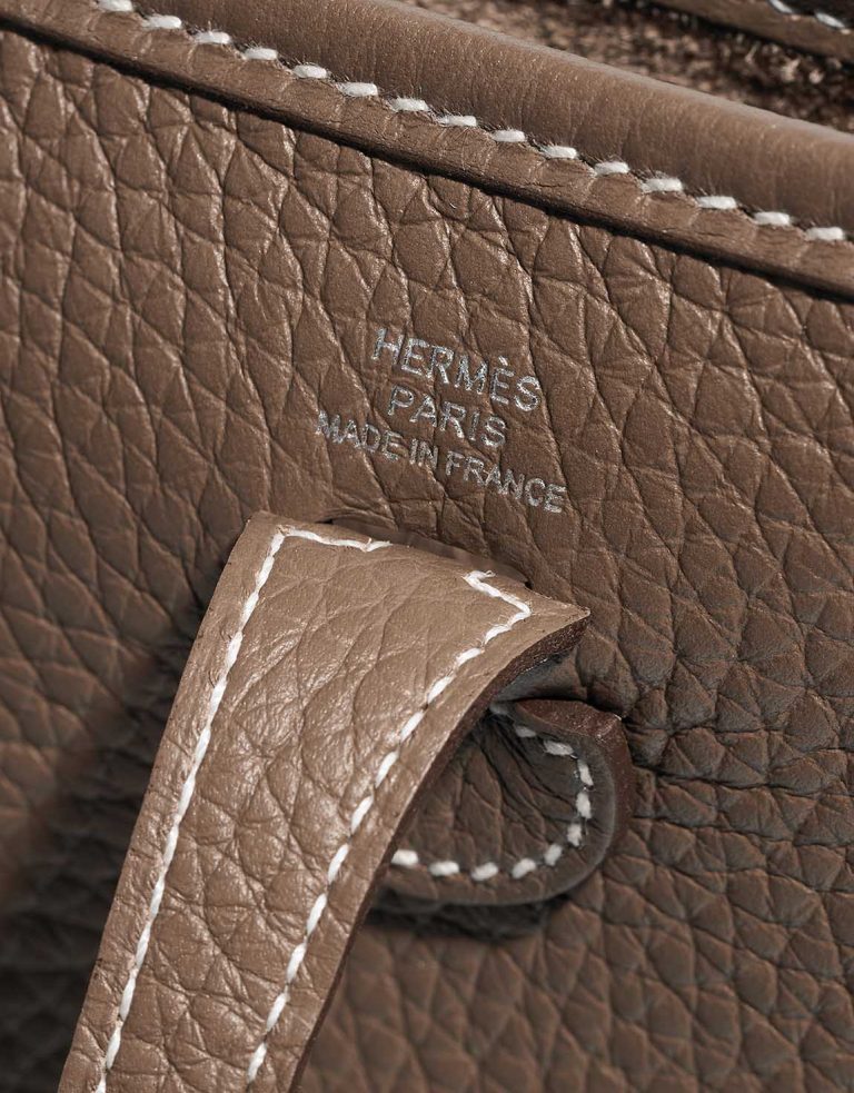 Hermès Evelyne 16 Taurillon Clémence Étoupe / Bleu Indigo Logo | Sell your designer bag