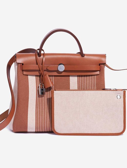 Hermès Herbag 31 Vache Hunter / Toile H Vibration Fauve / Écru / Beige Front | Sell your designer bag