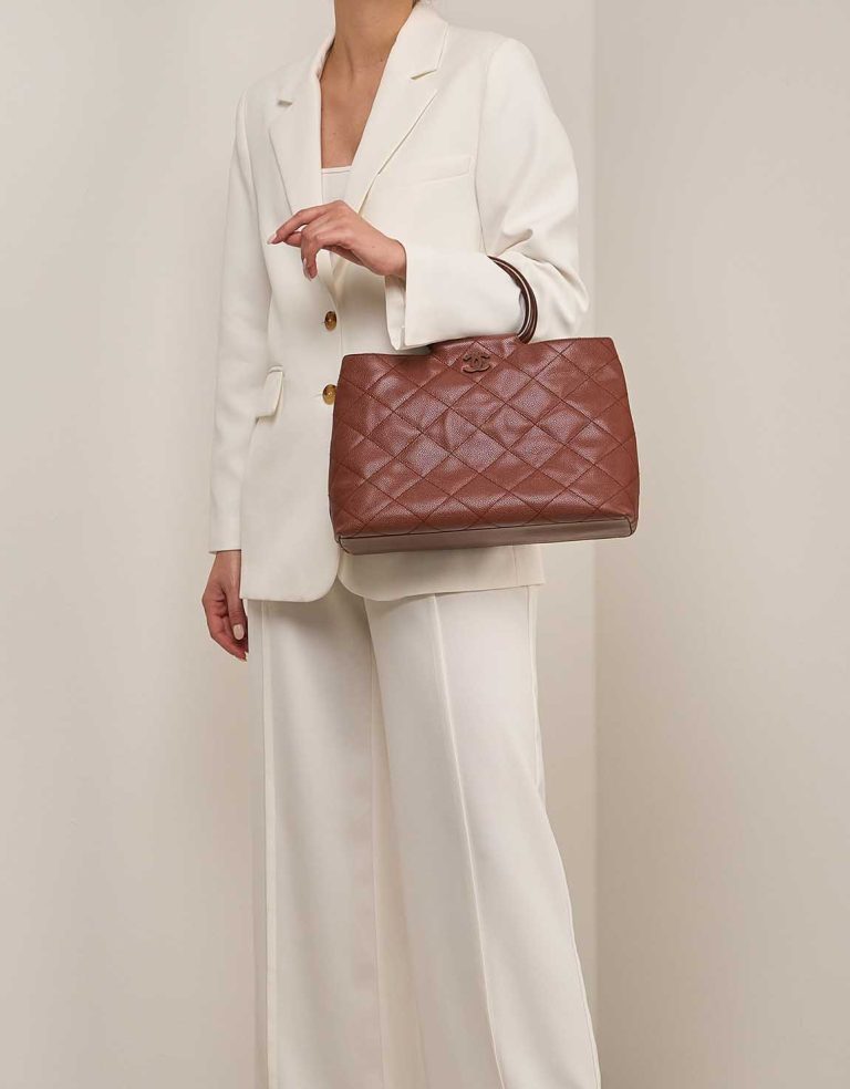 Chanel Timeless Shopper Caviar Brown on Model | Sell your designer bag