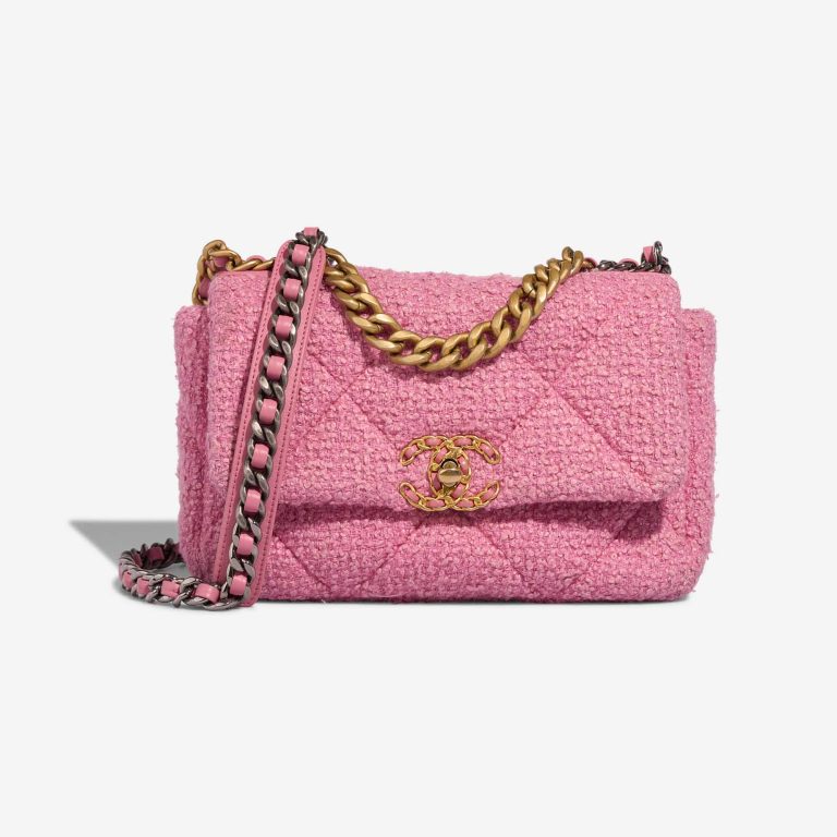 Chanel 19 Flap Bag Tweed Pink Front | Sell your designer bag