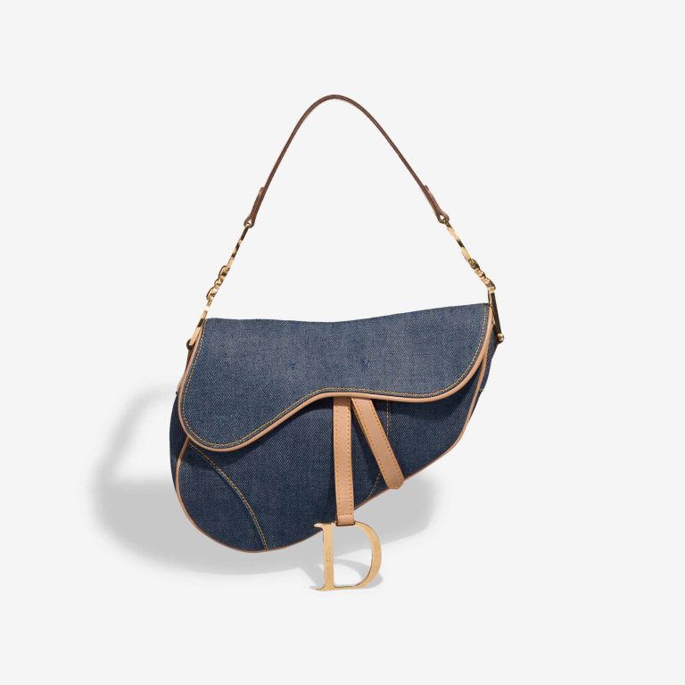 Dior Saddle Medium Denim / Calf Dark Denim / Brown Front | Sell your designer bag