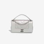 Chanel Mademoiselle Flap Bag Small Goatskin Chevron Silver Front | Sell your designer bag