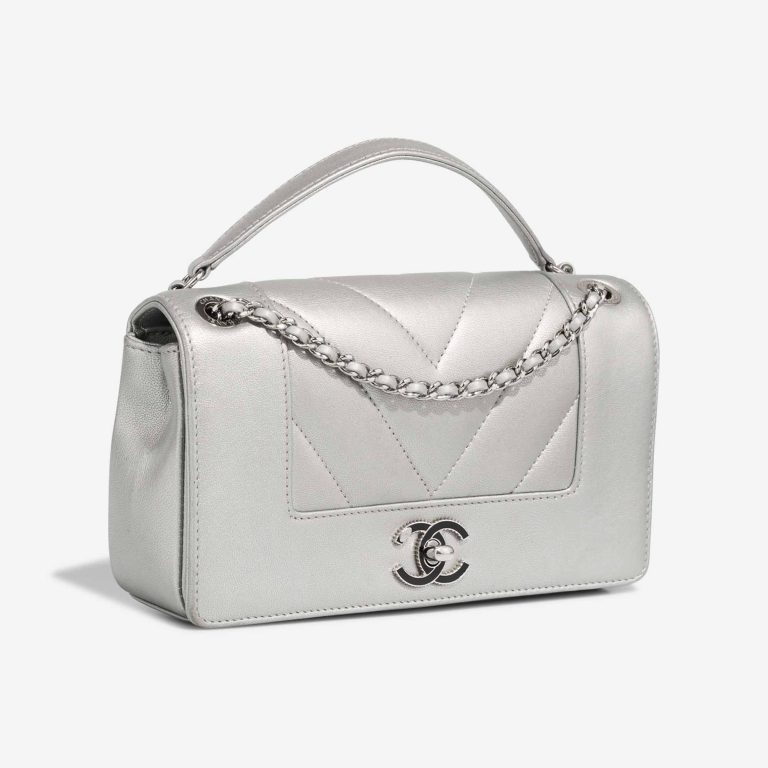 Chanel Mademoiselle Flap Bag Small Goatskin Chevron Silver | Sell your designer bag