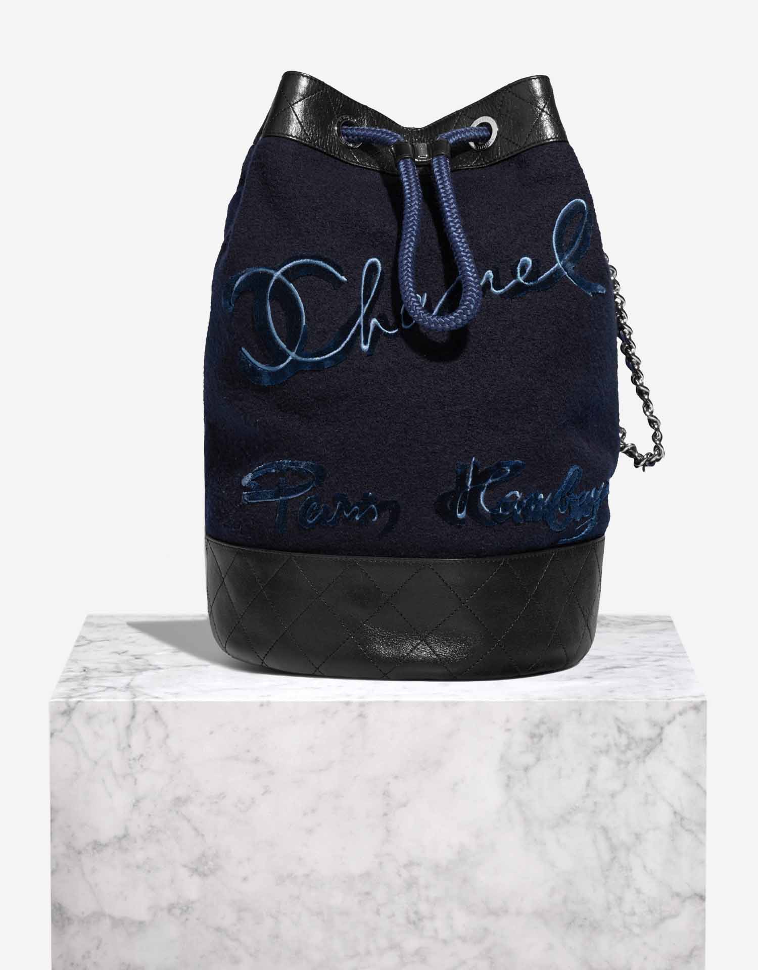 Chanel Rucksack Wolle / Lammleder Blau / Schwarz