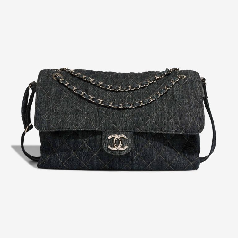Chanel Timeless Maxi Denim Dark Blue Front | Sell your designer bag