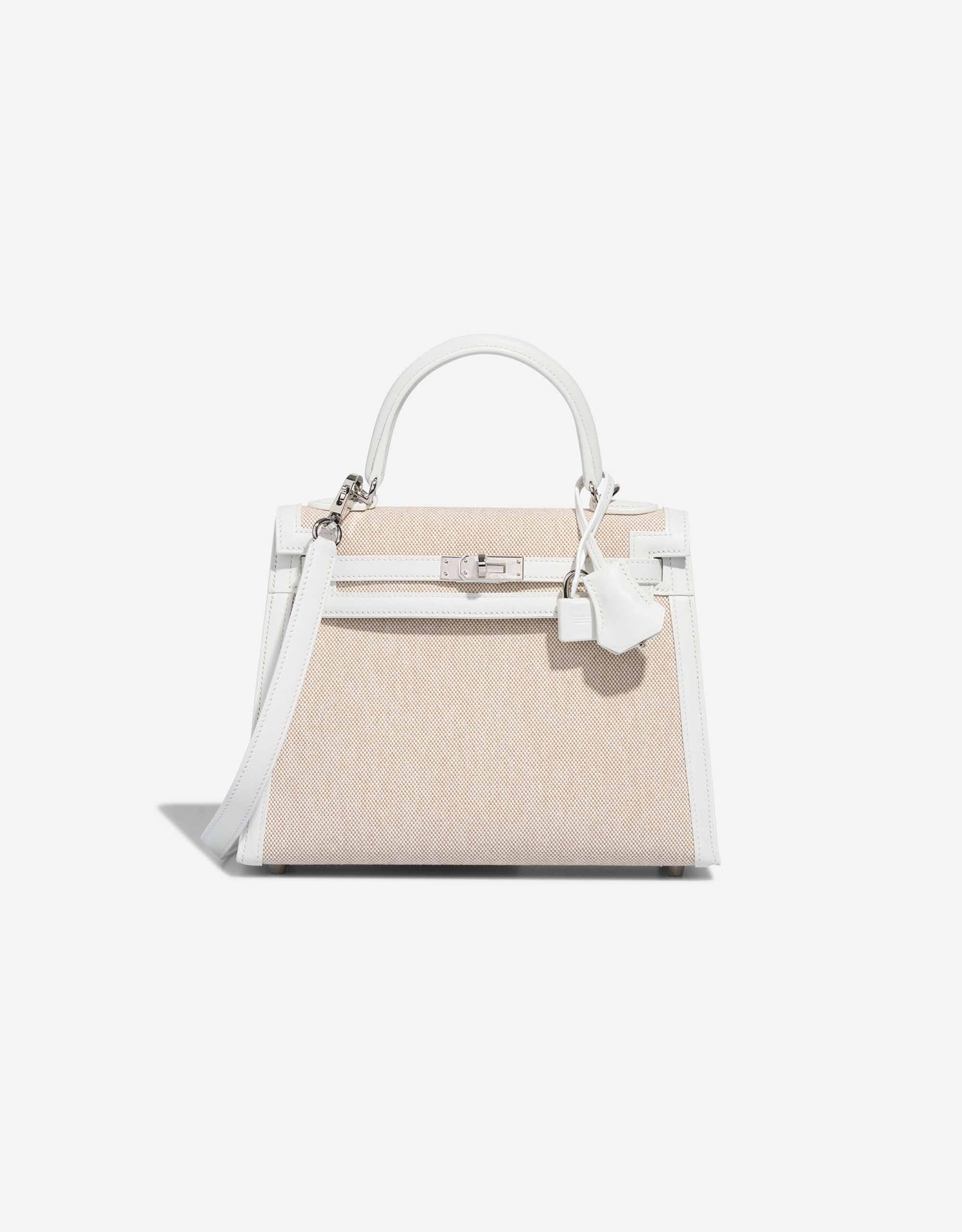 Hermès Kelly 25 Swift / Toile New White / Écru / Beige | SACLÀB