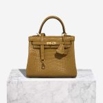 Hermès Kelly 25 Matte Alligator Kraft / Mimosa Front | Sell your designer bag