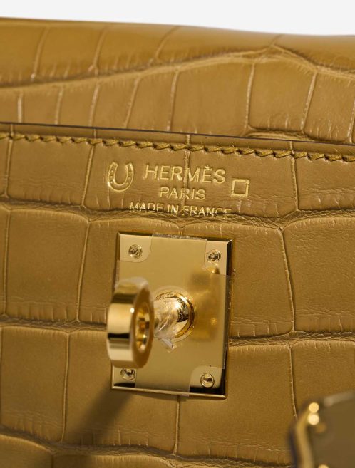 Hermès Kelly 25 Matte Alligator Kraft / Mimosa Logo | Sell your designer bag