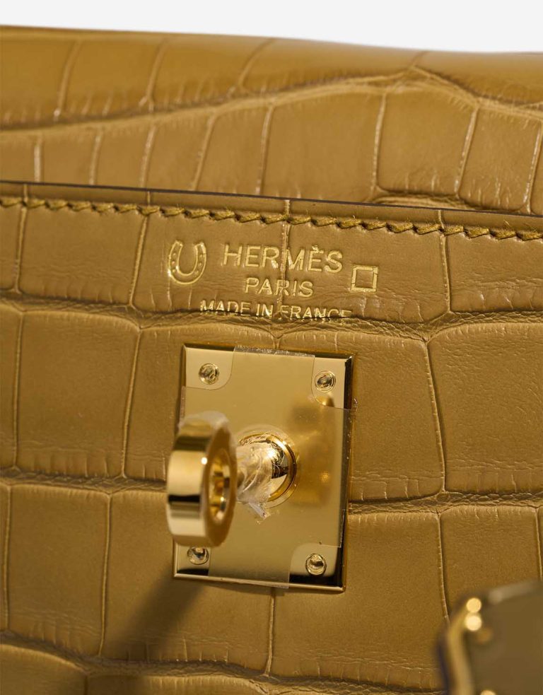 Hermès Kelly 25 Matte Alligator Kraft / Mimosa Logo | Sell your designer bag