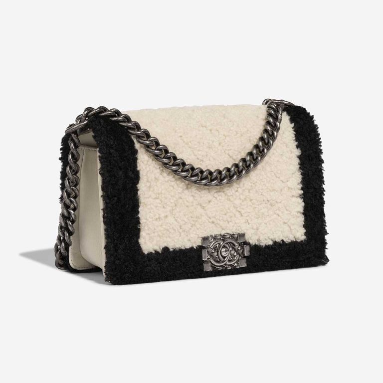 Chanel Boy Old Medium Shearling / Calf White / Black | Sell your designer bag