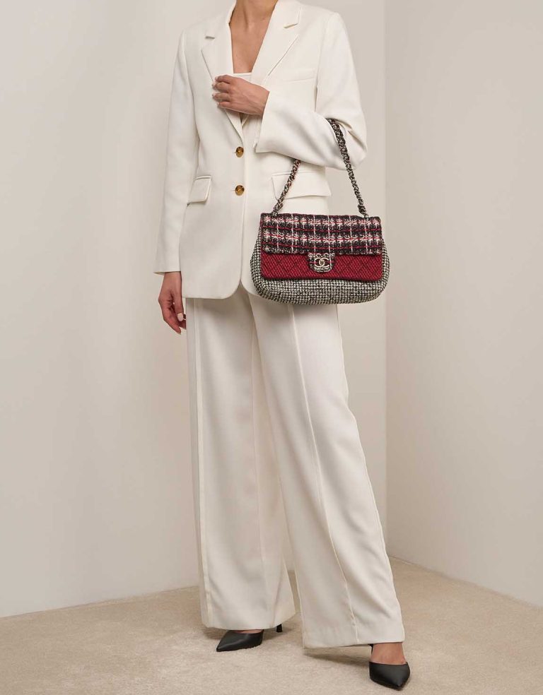 Chanel Timeless Medium Tweed Multicolour on Model | Sell your designer bag