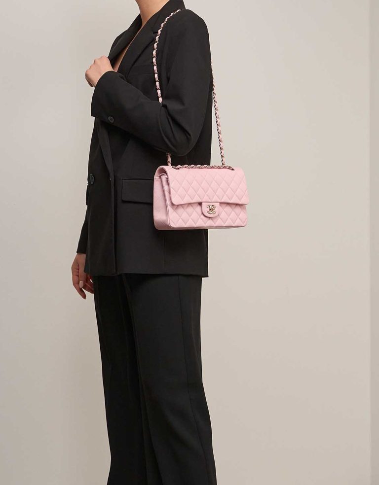 Chanel Timeless Medium Caviar Pink on Model | Sell your designer bag