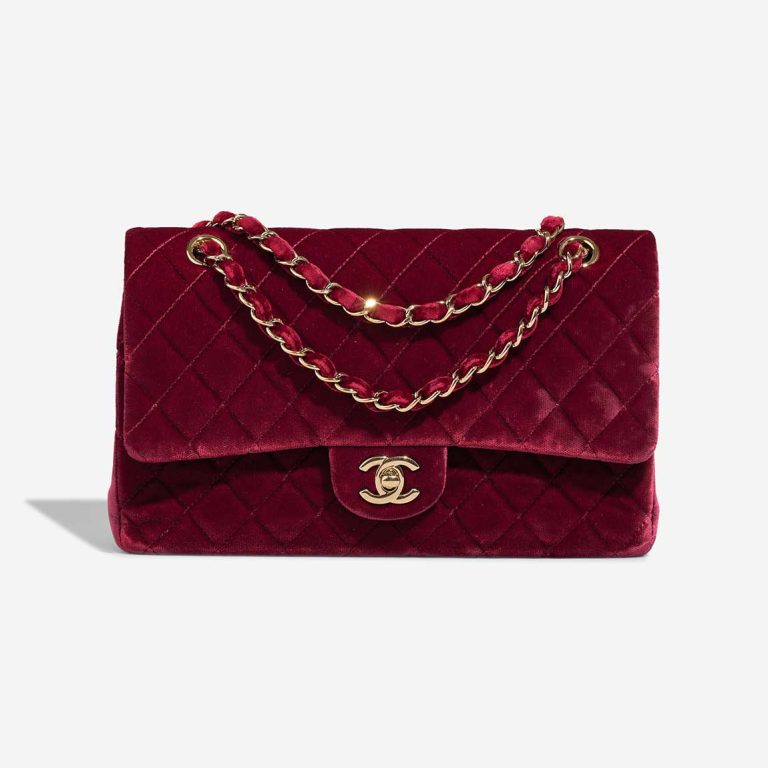 Chanel Timeless Medium Velvet Burgundy Front | Sell your designer bag