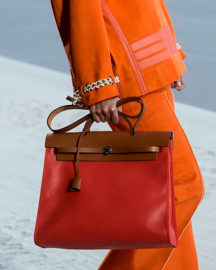 An Hermès Herbag on the runway of SS19. Image: Launchmetrics Spotlight