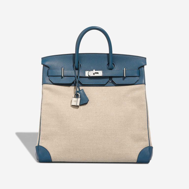 Hermès Haut à Courroies 50 Toile / Veau Evergrain Colvert / Naturel Front | Sell your designer bag