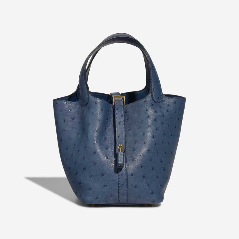 Hermès Picotin 18 Ostrich Deep Blue Front | Sell your designer bag