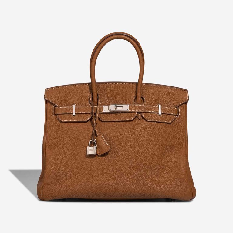 Hermès Birkin 35 Clémence Gold Front | Sell your designer bag