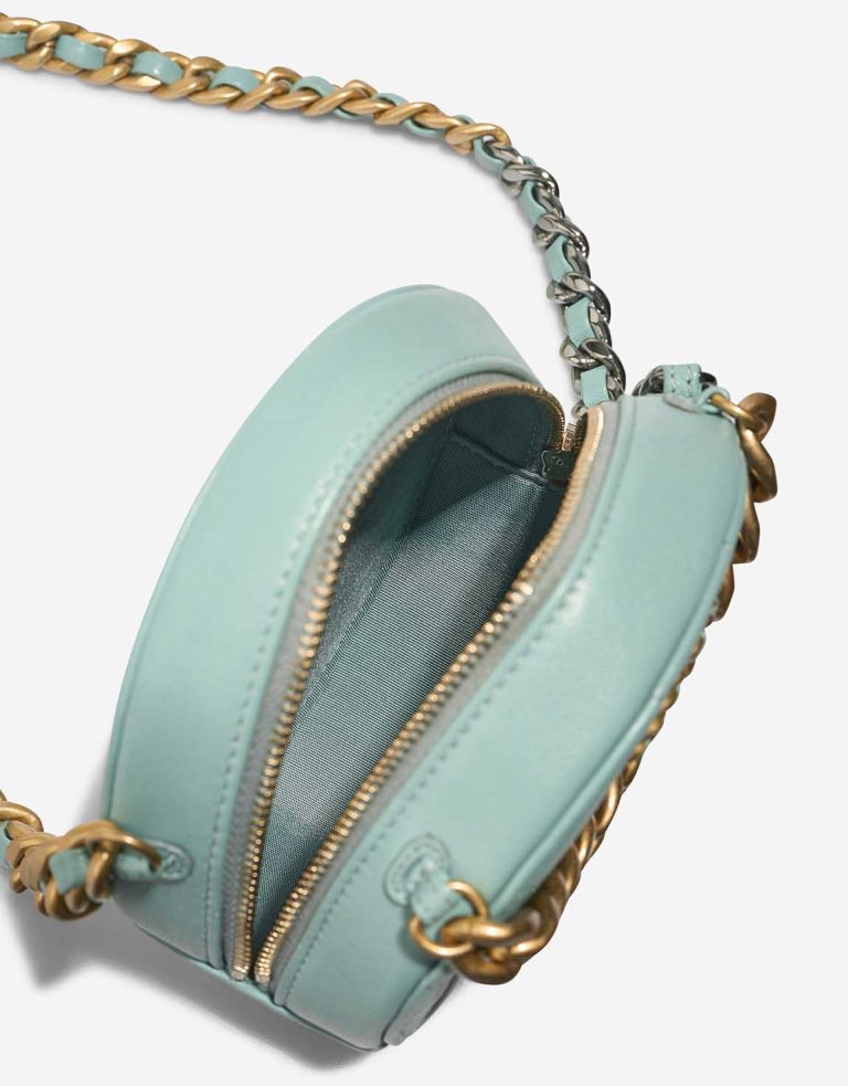 Chanel 19 Round Clutch Lamb Blue Inside | Sell your designer bag
