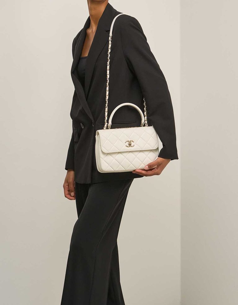 Chanel Trendy CC Medium Lamb White on Model | Sell your designer bag