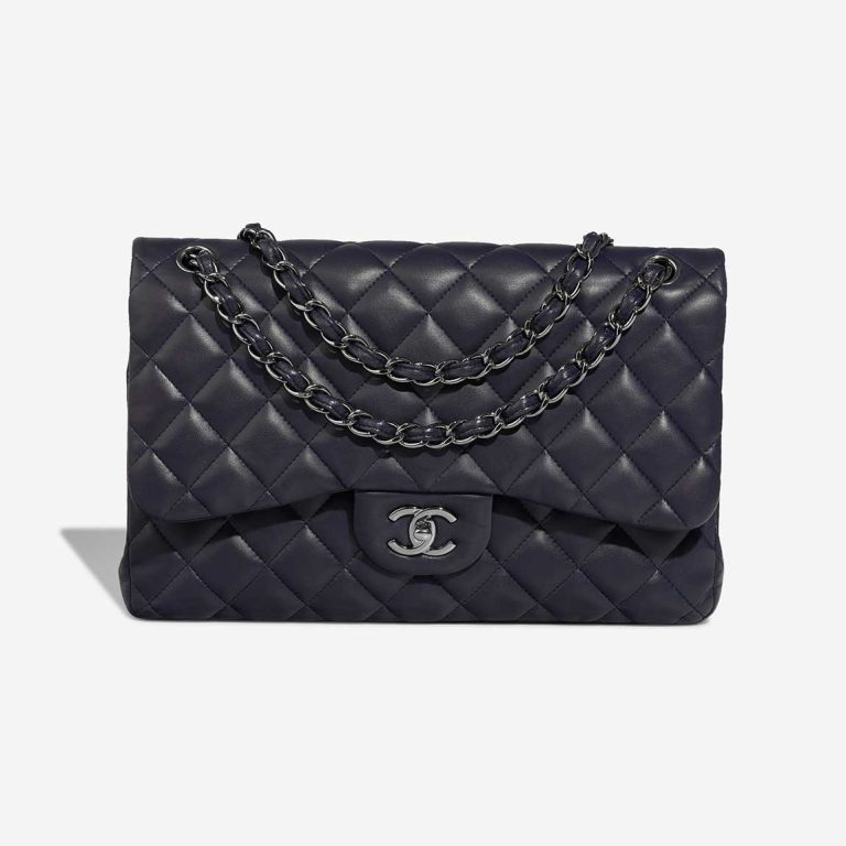 Chanel Timeless Jumbo Lamb Dark Blue Front | Sell your designer bag