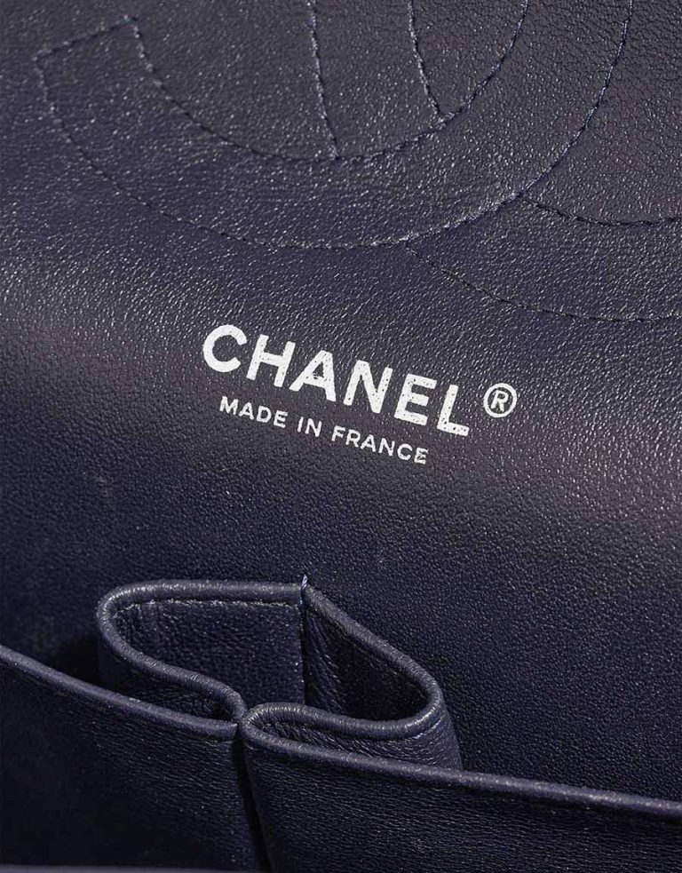 Chanel Timeless Jumbo Lamb Dark Blue Logo | Sell your designer bag