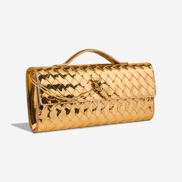 Bottega Veneta Andiamo Clutch Patent Metallic Gold | Sell your designer bag