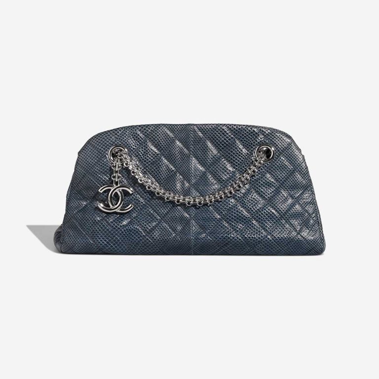 Chanel Bowling Mademoiselle Snake Blue Front | Sell your designer bag