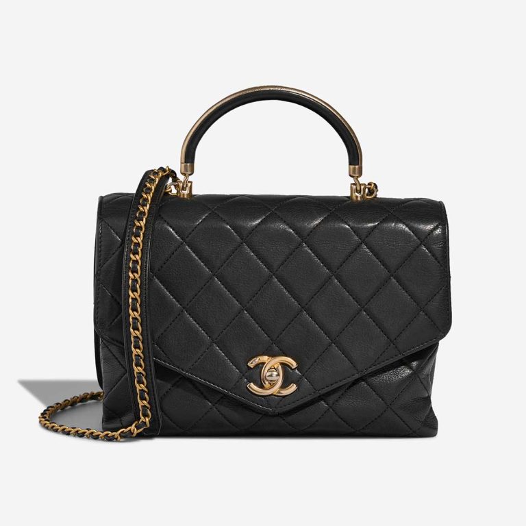 Chanel Timeless Handle Medium Calf Black Front | Sell your designer bag