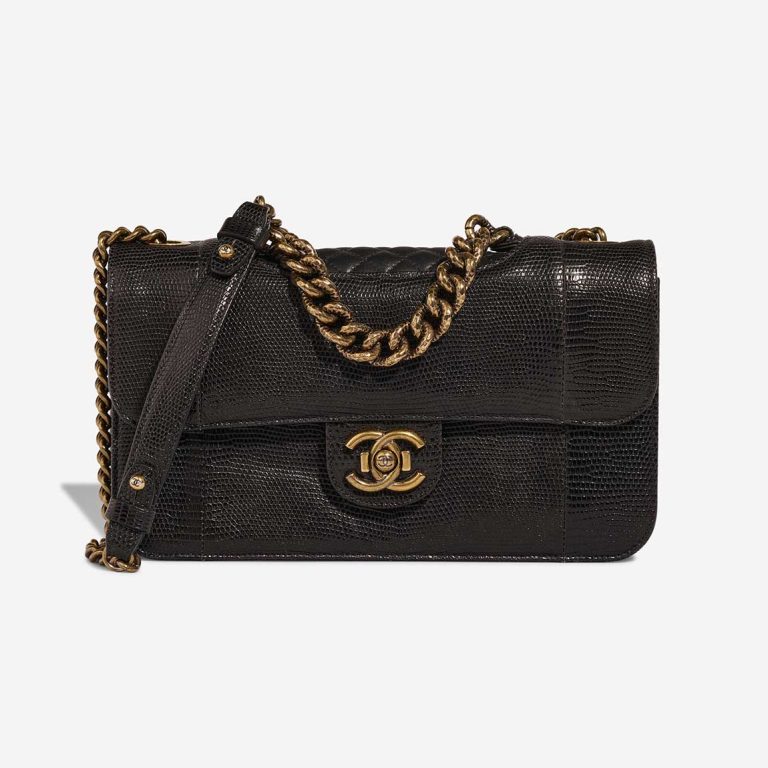 Chanel Timeless Flap Bag Medium Lizard / Lamb Brown Front | Sell your designer bag