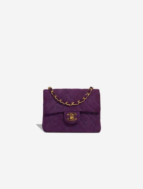 Chanel Timeless Mini Square Suede Violet Front | Sell your designer bag