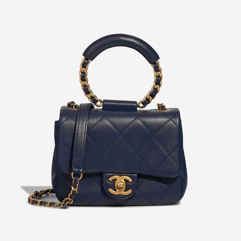 Chanel In The Loop Small Flap Bag Lamb Dark Blue Front | Sell your designer bag