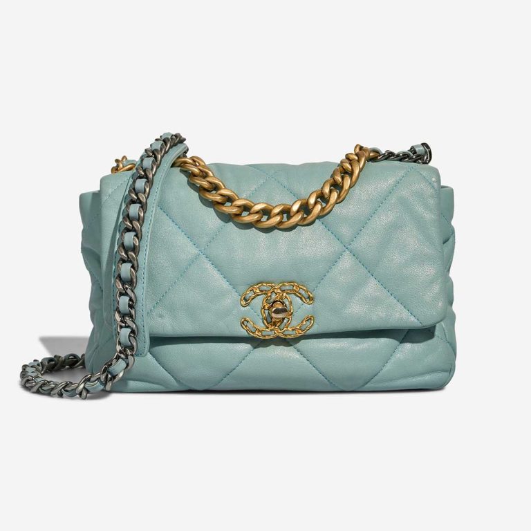 Chanel 19 Flap Bag Lamb Turquoise Front | Sell your designer bag