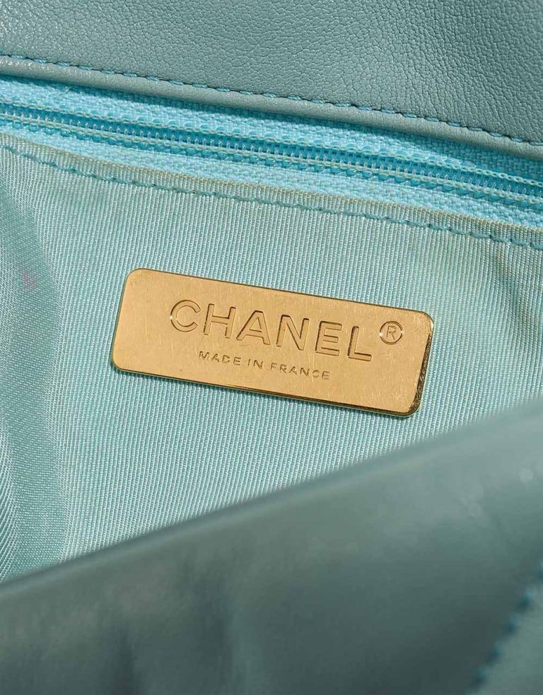 Chanel 19 Flap Bag Lamb Turquoise Logo | Sell your designer bag